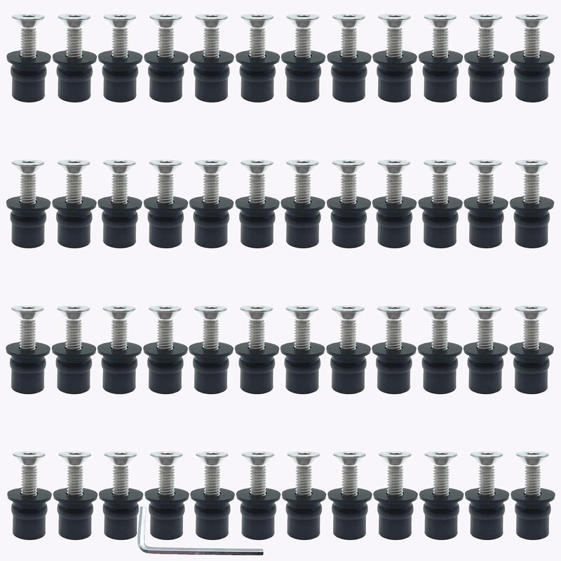 MAYEHAY 48 Pairs of M6 Neoprene Well Nuts M6 x 30mm Stainless Steel Hex Socket Bolts Well Nuts Kit for Kayak Motorcycle Windscreen Marine Accessories,Neoprene nut Contains Brass Nuts Copper nut - Image 1